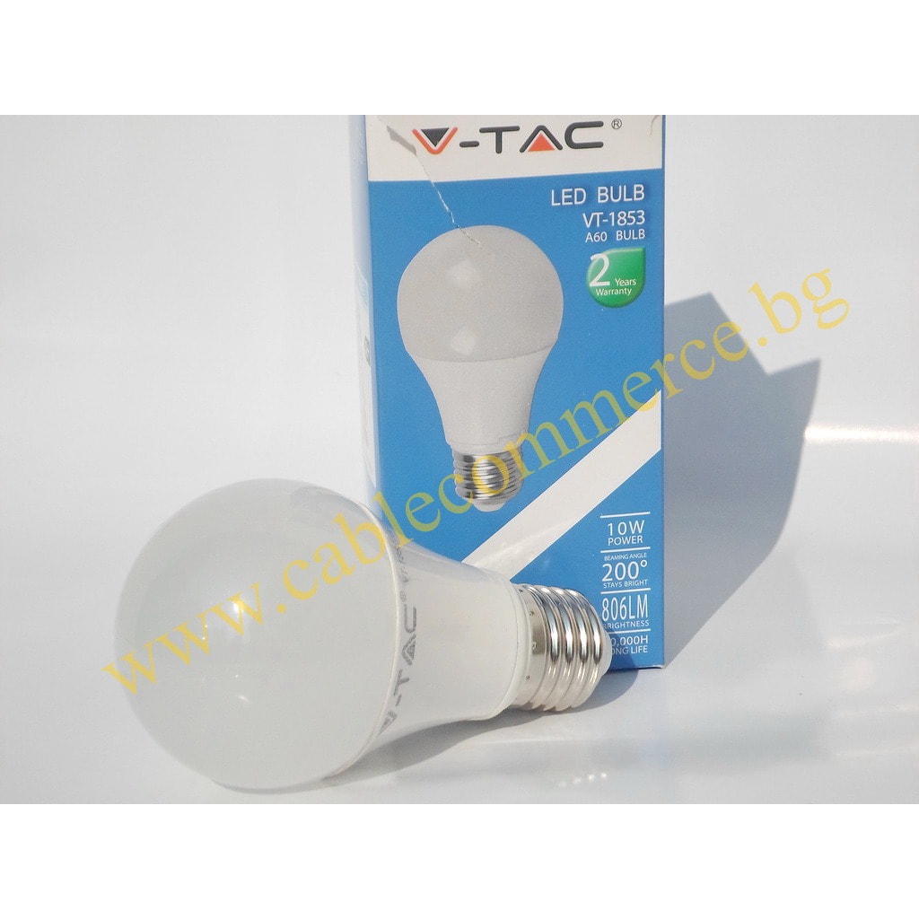 LED ЛАМПА 10W, Е27, 230V, А60 /VT-1853/